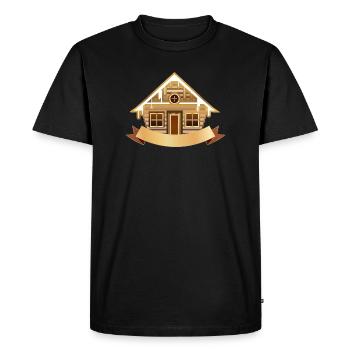 Cabane en rondins confortable avec des bannières à étiqueter - T-shirt Premium bio Homme - noir - Devant - Nico (187cm)