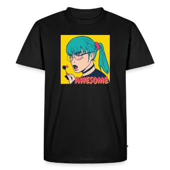 Teal Hair Pop Art Heroine - Men's Premium Organic T-Shirt - black - Front - Nico (187cm)