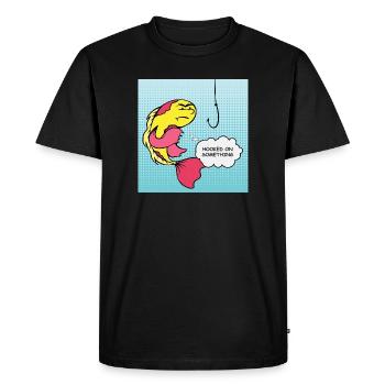 Pop Art : Poissons Accrocs Humour - T-shirt Premium bio Homme - noir - Devant - Nico (187cm)