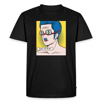 Portrait de Popart Stupide et Fauché - T-shirt Premium bio Homme - noir - Devant - Nico (187cm)