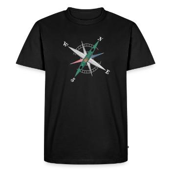Cool kayak design with compass rose, green kayak - Men's Premium Organic T-Shirt - black - Front - Nico (187cm)