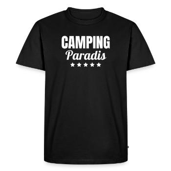 camping, camping car, camping paradis - T-shirt Premium bio Homme - noir - Devant - Nico (187cm)