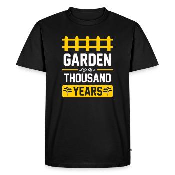 La vie dans le jardin – Mille ans - T-shirt Premium bio Homme - noir - Devant - Nico (187cm)
