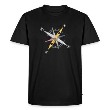 Cool kayak design with compass rose, yellow kayak - Men's Premium Organic T-Shirt - black - Front - Nico (187cm)