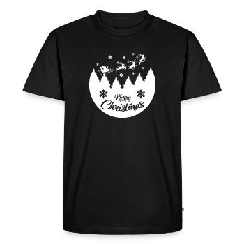 Joyeux Noël - Le Père Noël et ses rennes - T-shirt Premium bio Homme - noir - Devant - Nico (187cm)