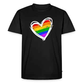 Lgbt Love Heart Equality Rainbow - Men's Premium Organic T-Shirt - black - Front - Nico (187cm)