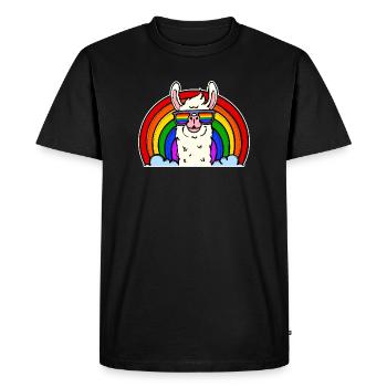 Relation bisexuelle Cool Lama Lgbt Arc-en-ciel - T-shirt Premium bio Homme - noir - Devant - Nico (187cm)