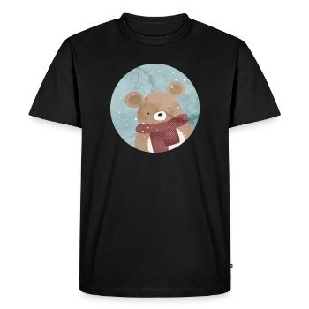 Ours doré sucré en hiver quand il neige - T-shirt Premium bio Homme - noir - Devant - Nico (187cm)