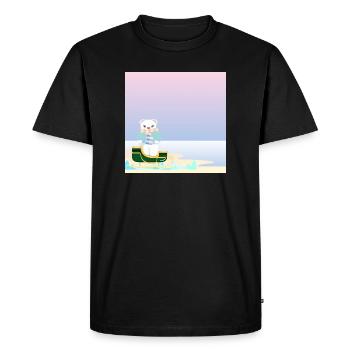 Contexte hivernal - Ours polaire au bord de la mer - TRAÎNEAUX - T-shirt Premium bio Homme - noir - Devant - Nico (187cm)