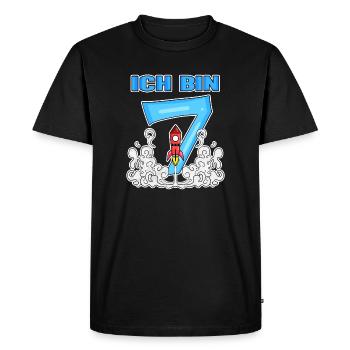 Je suis sept 7 ans Jeune astronaute de fusée - T-shirt Premium bio Homme - noir - Devant - Nico (187cm)