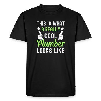 Plumber - Men's Premium Organic T-Shirt - black - Front - Nico (187cm)