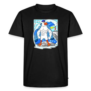 Muscles Seagull Sea North Sea Gift - Men's Premium Organic T-Shirt - black - Front - Nico (187cm)