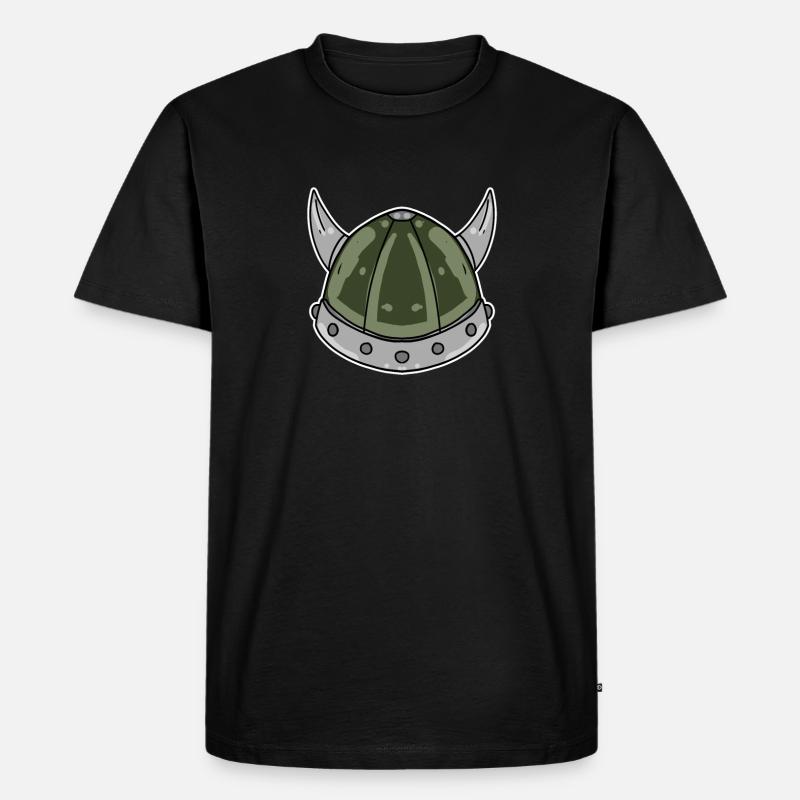Wikinger Helm - Männer Premium Bio T-Shirt - Schwarz