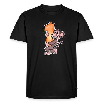 1 year old - 1 birthday with animal motif - Men's Premium Organic T-Shirt - black - Front - Nico (187cm)