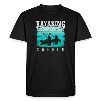 Kayak Suède - Canoë - Rafting Suède - T-shirt Premium bio Homme - noir - Devant - Nico (187cm)