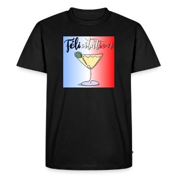 Apéro - Félicitation - France Cocktail - T-shirt Premium bio Homme - noir - Devant - Nico (187cm)
