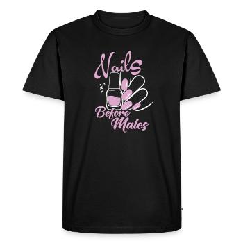 Les ongles avant les hommes Créateur d’ongles - T-shirt Premium bio Homme - noir - Devant - Nico (187cm)