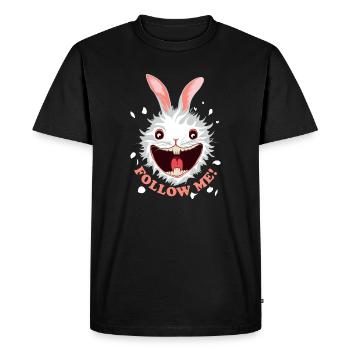 Follow Me! | Suivez Le Lapin Blanc - T-shirt Premium bio Homme - noir - Devant - Nico (187cm)