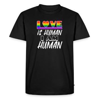 Droits de l’homme LGBT Love Heart Déclaration Homo - T-shirt Premium bio Homme - noir - Devant - Nico (187cm)