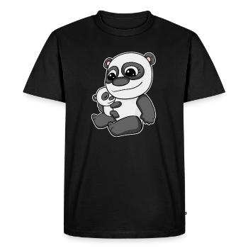 Famille - Panda avec bébé panda - T-shirt Premium bio Homme - noir - Devant - Nico (187cm)