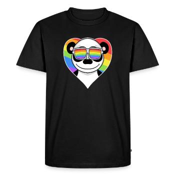 Panda animal gay au cœur arc-en-ciel - T-shirt Premium bio Homme - noir - Devant - Nico (187cm)