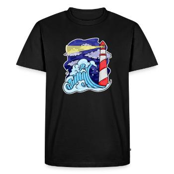 Phare Côte Mer Mer - T-shirt Premium bio Homme - noir - Devant - Nico (187cm)