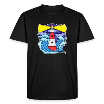 Phare Côte Mer Mer - T-shirt Premium bio Homme - noir - Devant - Nico (187cm)