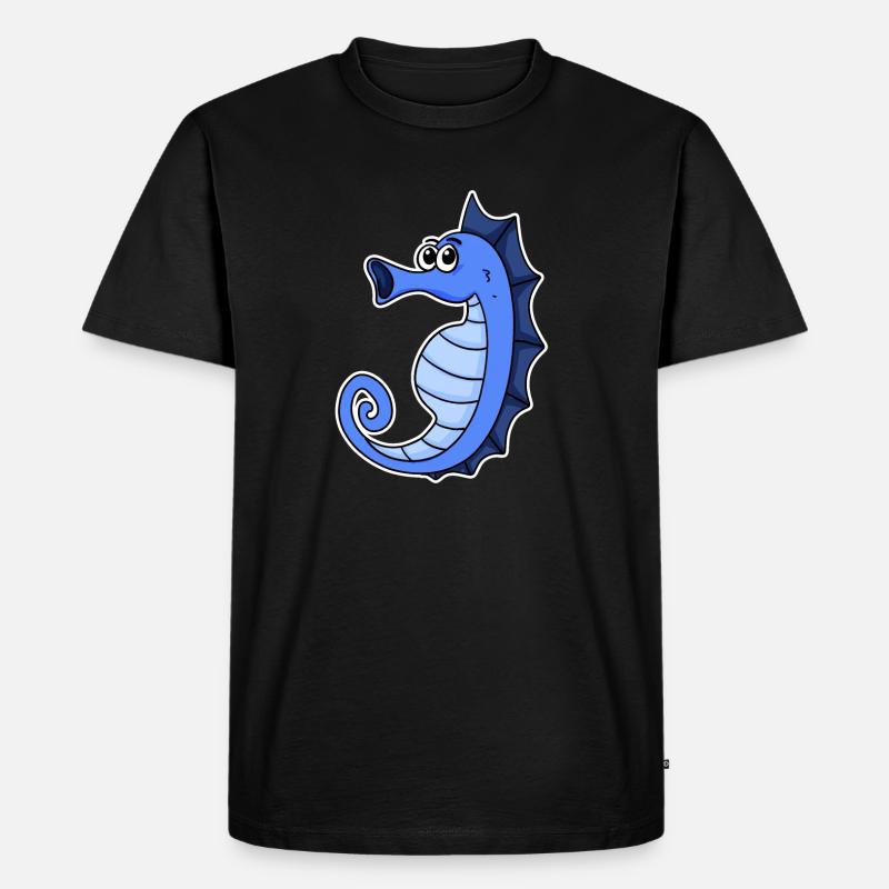 Seepferd Blau - Männer Premium Bio T-Shirt - Schwarz