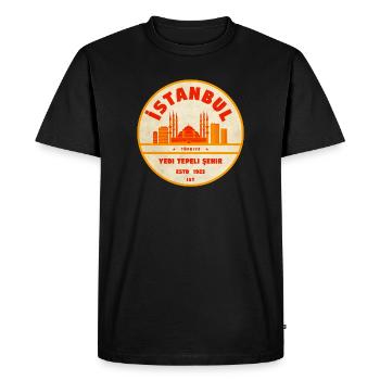 Istanbul Skyline Retro Badge - Men's Premium Organic T-Shirt - black - Front - Nico (187cm)
