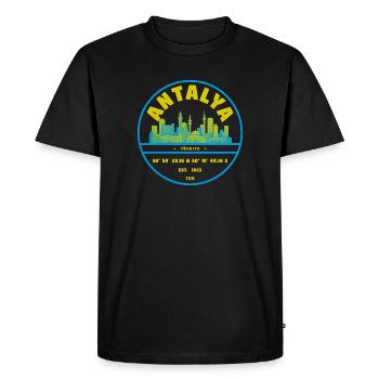 Insigne de la Skyline d’Antalya Turquie - T-shirt Premium bio Homme - noir - Devant - Nico (187cm)