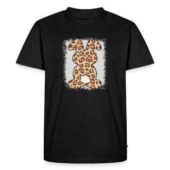 Leopard Print Bleached Easter - Men's Premium Organic T-Shirt - black - Front - Nico (187cm)