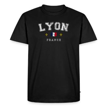 Lyon France - T-shirt Premium bio Homme - noir - Devant - Nico (187cm)