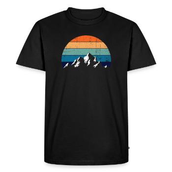 Gradient rétro du coucher de soleil de la montagne - T-shirt Premium bio Homme - noir - Devant - Nico (187cm)
