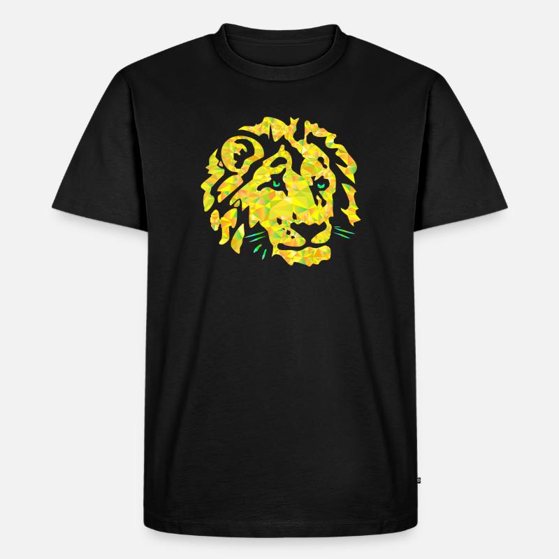 Polygon Löwe Kopf - Männer Premium Bio T-Shirt - Schwarz