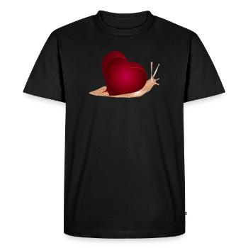 Snail with red heart as a snail shell - Men's Premium Organic T-Shirt - black - Front - Nico (187cm)