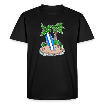 Surfer Surfing Holiday Island Motif - Men's Premium Organic T-Shirt - black - Front - Nico (187cm)
