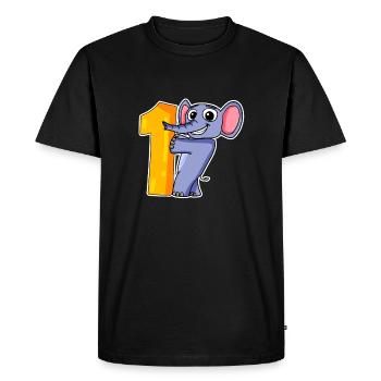 1 an - inscription à l’école - motif éléphant - T-shirt Premium bio Homme - noir - Devant - Nico (187cm)