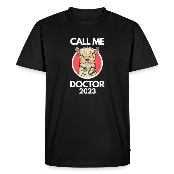 Thèse de doctorat Doctorat Doctorat 2023 Docteur - T-shirt Premium bio Homme - noir - Devant - Nico (187cm)