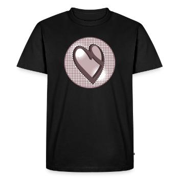 Nostalgia label in dusky pink with calligraphy heart - Men's Premium Organic T-Shirt - black - Front - Nico (187cm)
