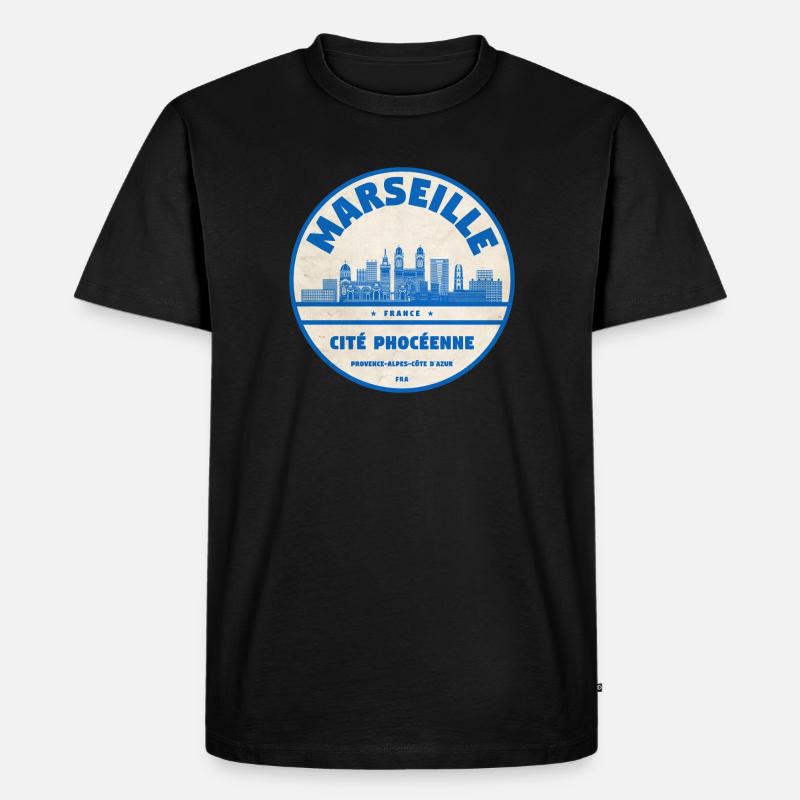 Marseille Cité Phocéenne Emblem - Männer Premium Bio T-Shirt - Schwarz