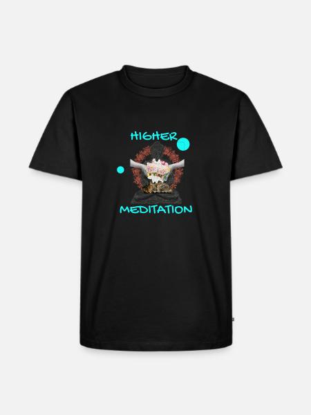 Höheres Meditation-Buddha mit Blumen - Männer Premium Bio T-Shirt - Schwarz