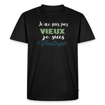 Je suis pas Vieux, je suis Retro ,drole Grand-père - T-shirt Premium bio Homme - noir - Devant - Nico (187cm)
