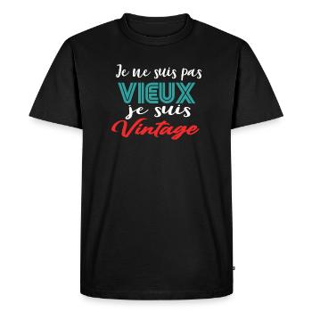 Je suis pas Vieux, je suis Retro ,drole Grand-père - T-shirt Premium bio Homme - noir - Devant - Nico (187cm)