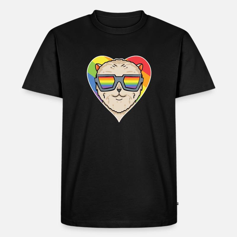 Regenbogen - Hund mit Brille - Zwergspitz - Männer Premium Bio T-Shirt - Schwarz