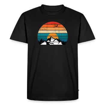 Retro Sunset Peak Silhouette - Men's Premium Organic T-Shirt - black - Front - Nico (187cm)