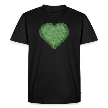 juicy green decorative moss heart - Men's Premium Organic T-Shirt - black - Front - Nico (187cm)