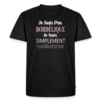 je suis pas bordélique,je suis simplement créative - T-shirt Premium bio Homme - noir - Devant - Nico (187cm)