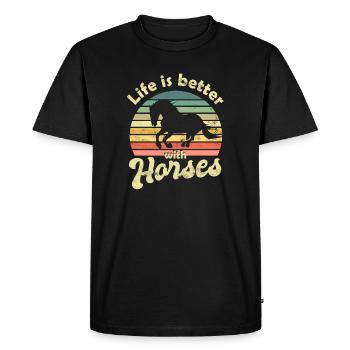 Horse Horses - Men's Premium Organic T-Shirt - black - Front - Nico (187cm)