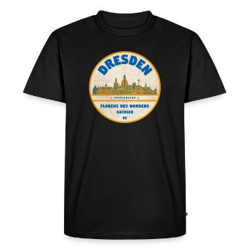 Dresden Skyline Vintage Label - Men's Premium Organic T-Shirt - black - Front - Nico (187cm)