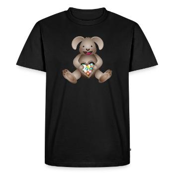 Easter with heart and Easter nest full of Easter eggs - Men's Premium Organic T-Shirt - black - Front - Nico (187cm)